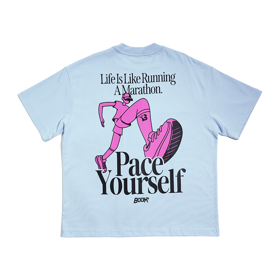 Graphic Tee "Pace Yourself" - Blue
