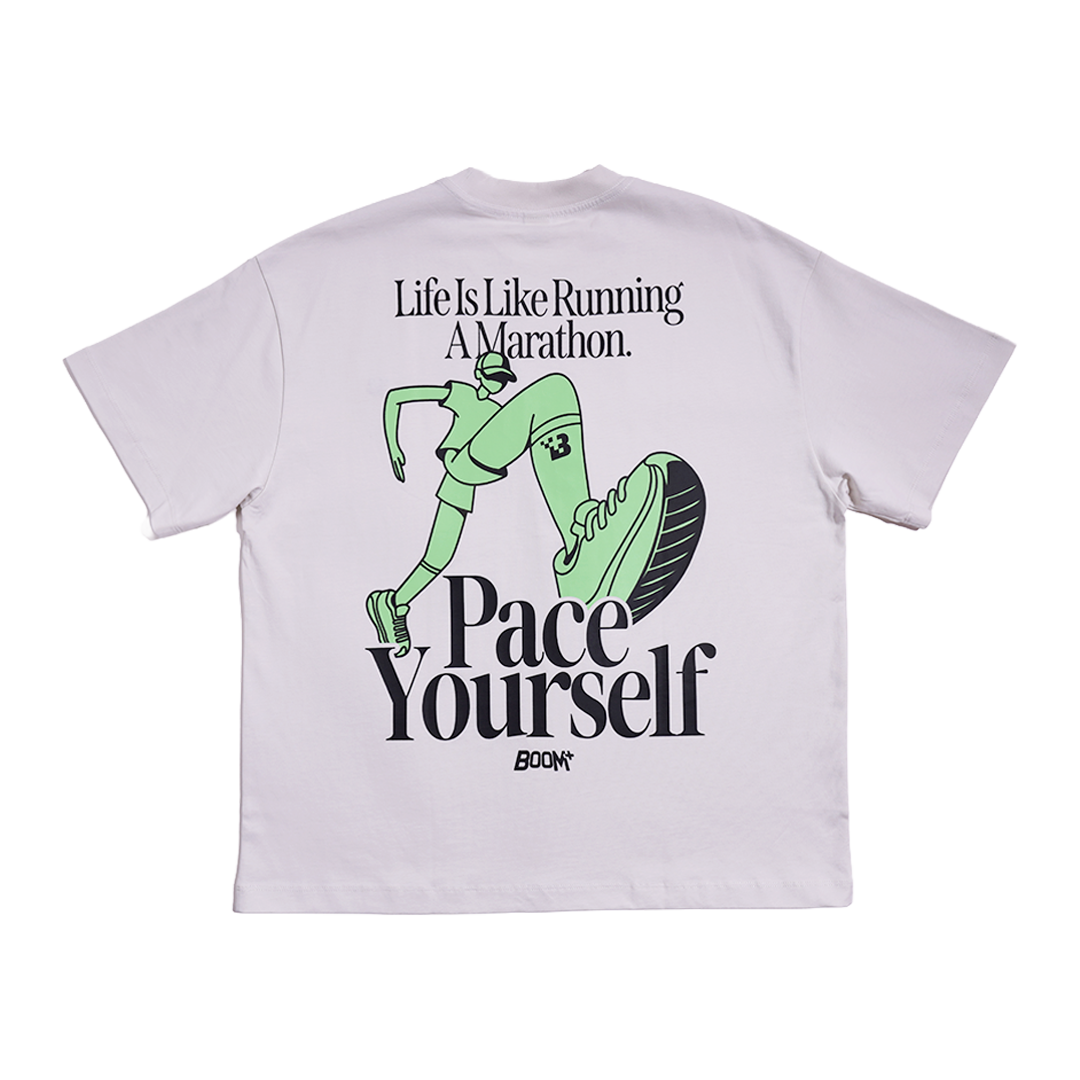 Graphic Tee "Pace Yourself" - White